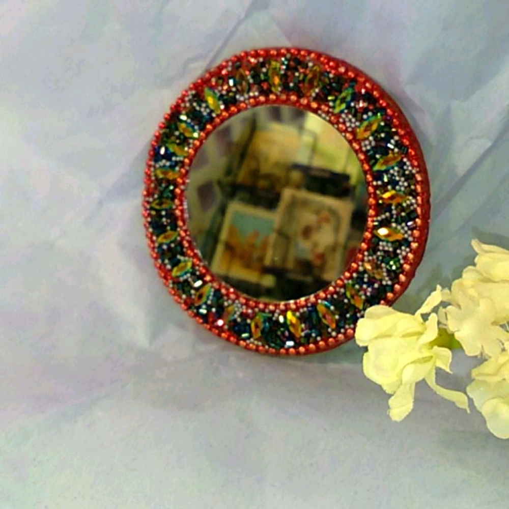 Beaded Cosmetic Mirror